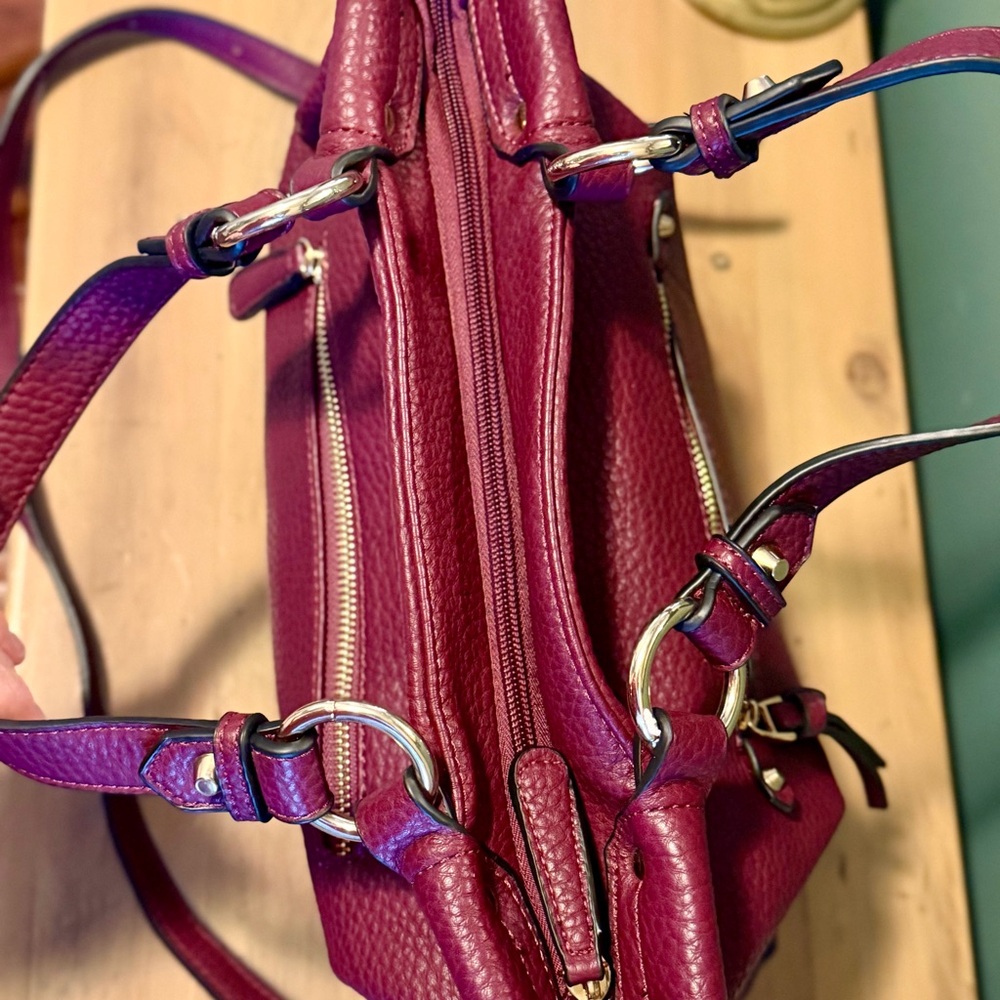 Urban Expressions Burgundy Plum Vegan Leather Satchel Crossbody NWOT - Picture 6 of 12